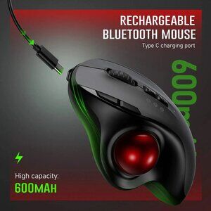 Ergonomic Wireless Trackball Mouse – Rechargeable Bluetooth & 2.4G USB